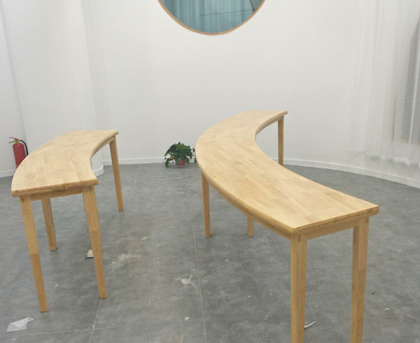 純實(shí)木扇形課桌